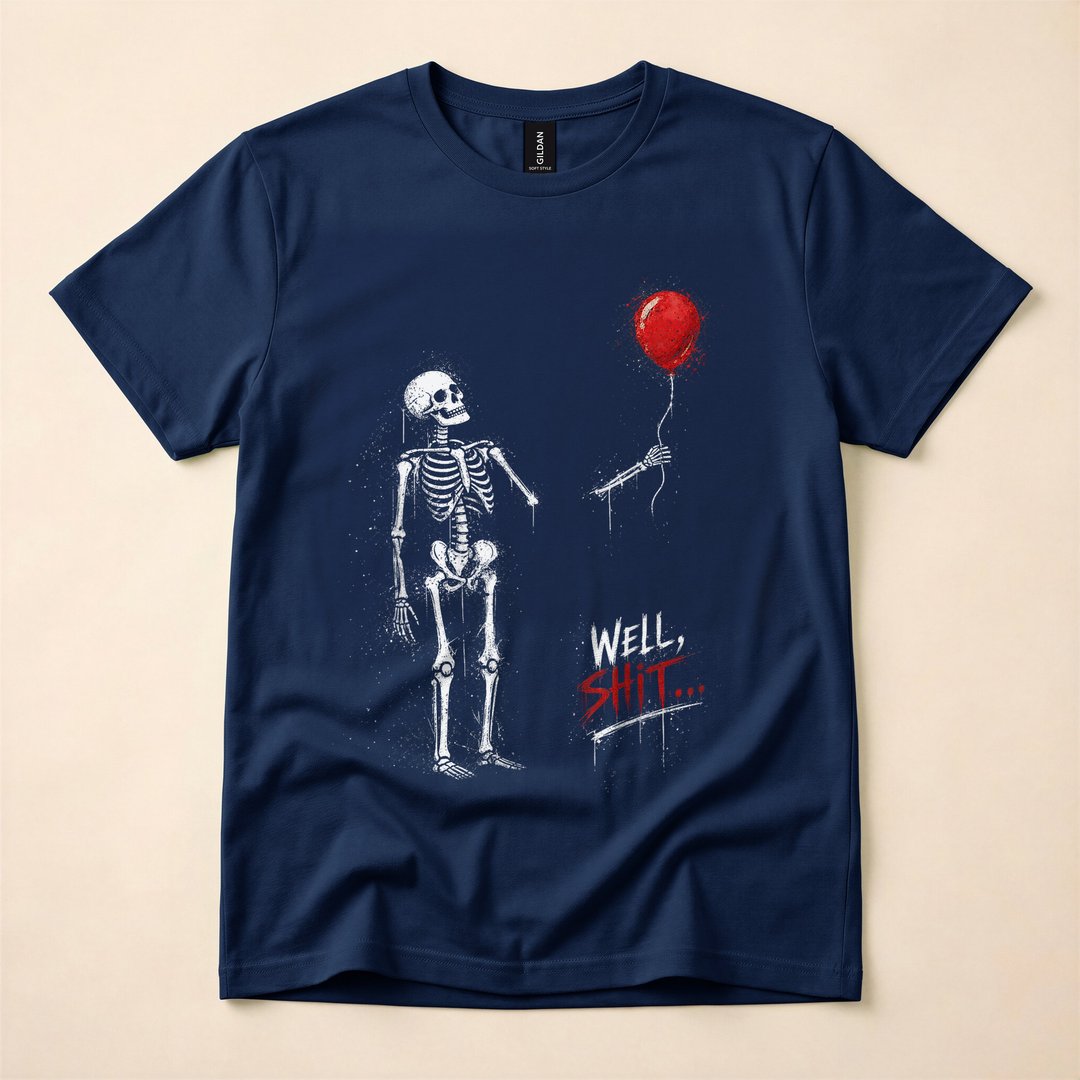 Well Skeleton Clutching Its Balloon Funny T-Shirt - photo 2