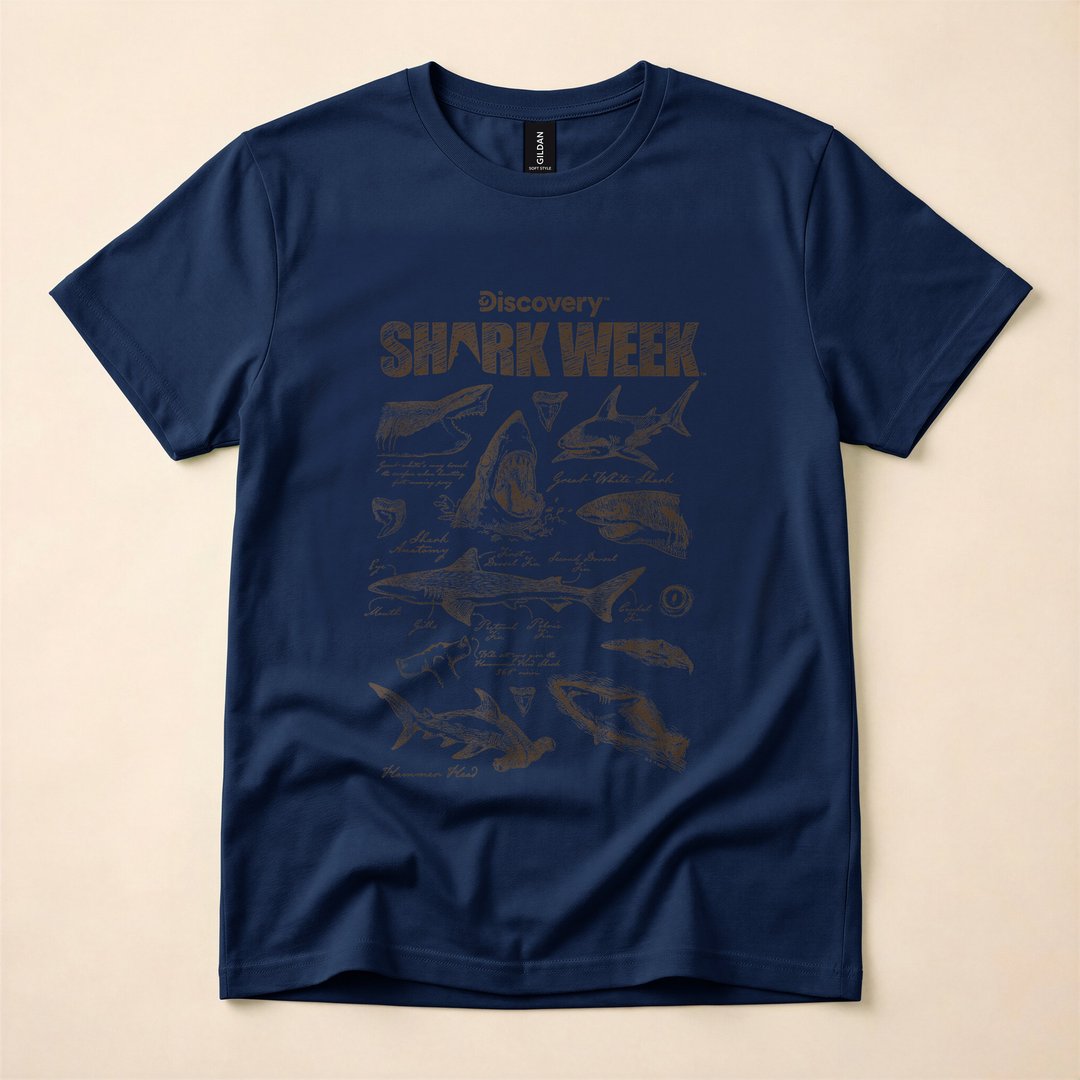 Shark Week Species Infographic Ocean Chart T-Shirt - photo 2