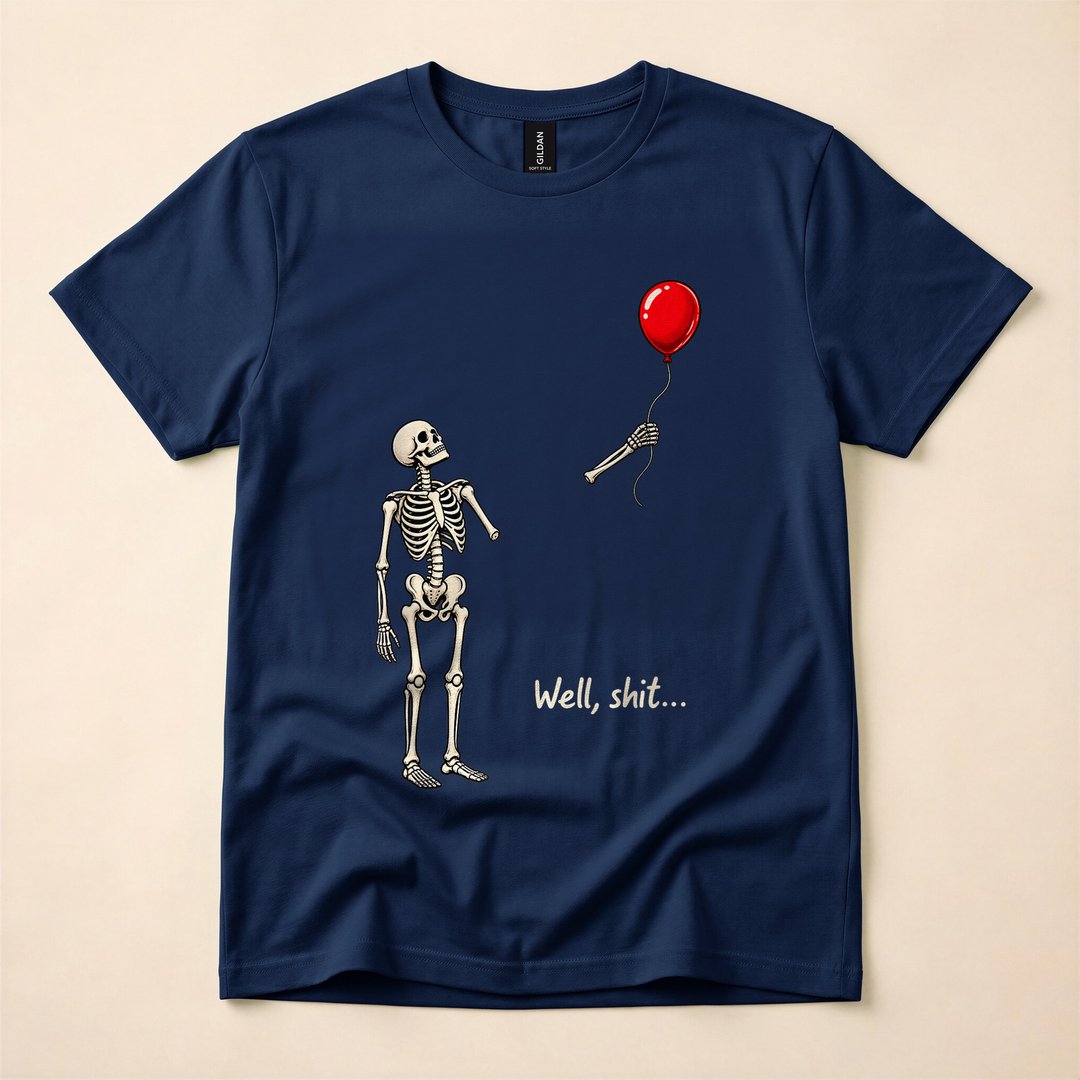 Gothic Skeleton Watching Its Balloon Float Away T-Shirt - photo 2