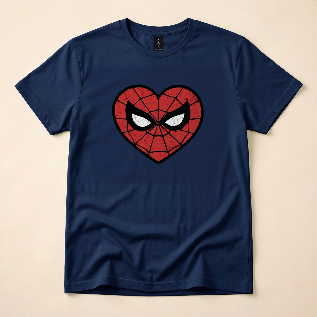 Spider-Man Heart-Shaped Mask Portrait T-Shirt - photo 2