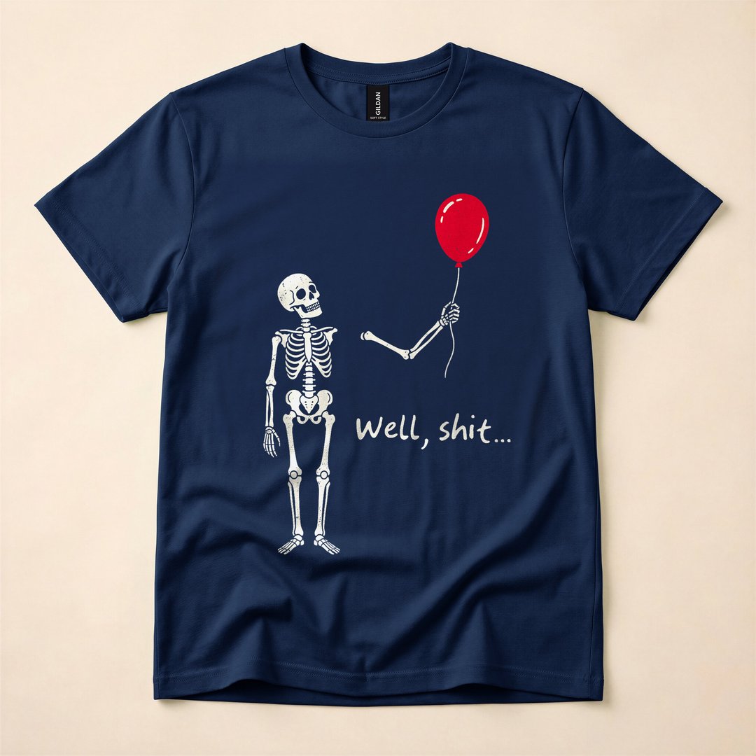 Skeleton Lost Its Balloon Well Shit Quote T-Shirt - photo 2