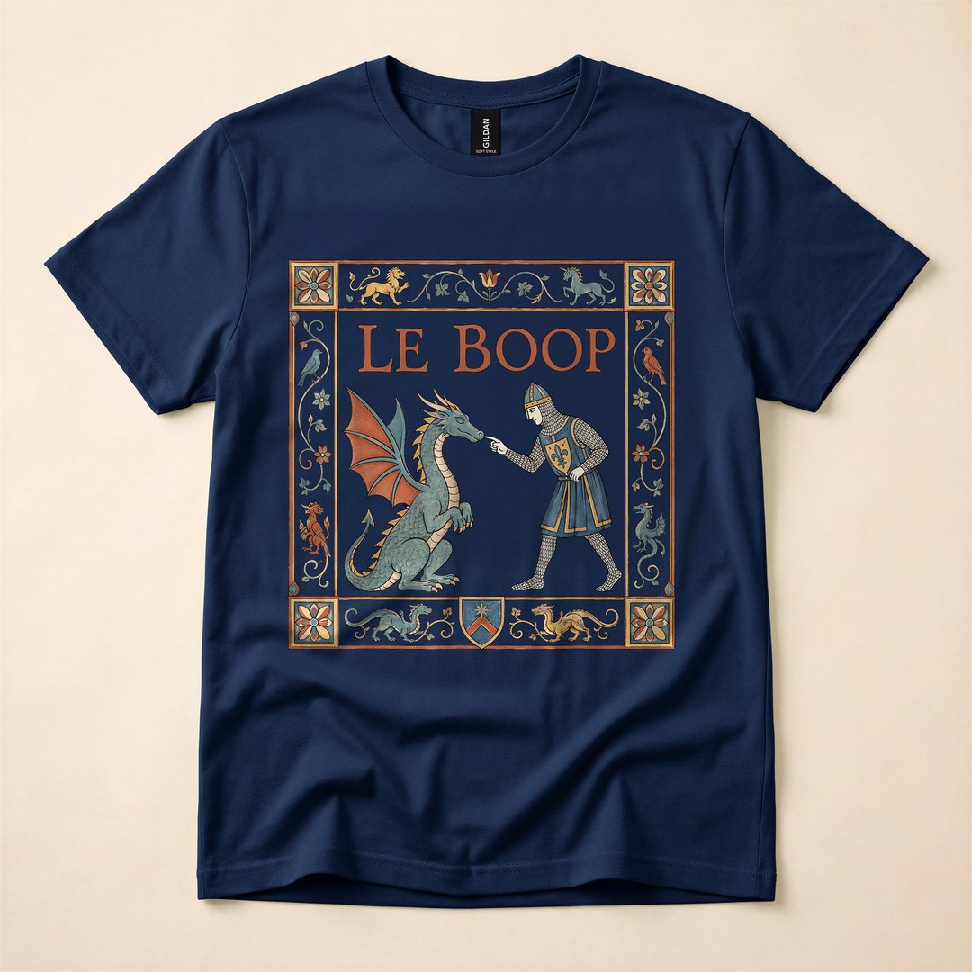 Le Boop Medieval Knight Boops a Dragon Funny T-Shirt - photo 2