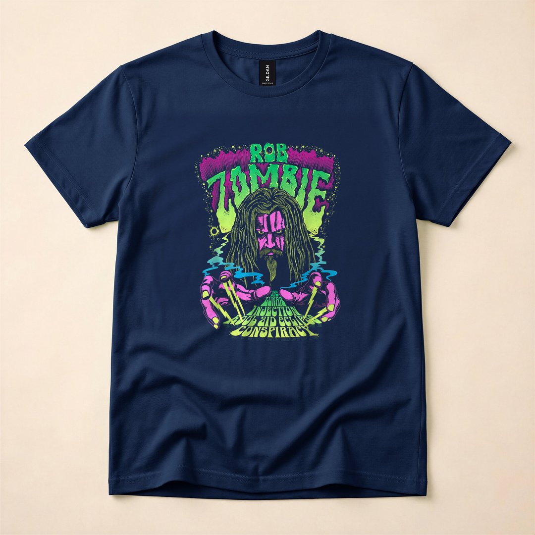 Rob Zombie Lunar Neon Horror Rock T-Shirt - photo 2