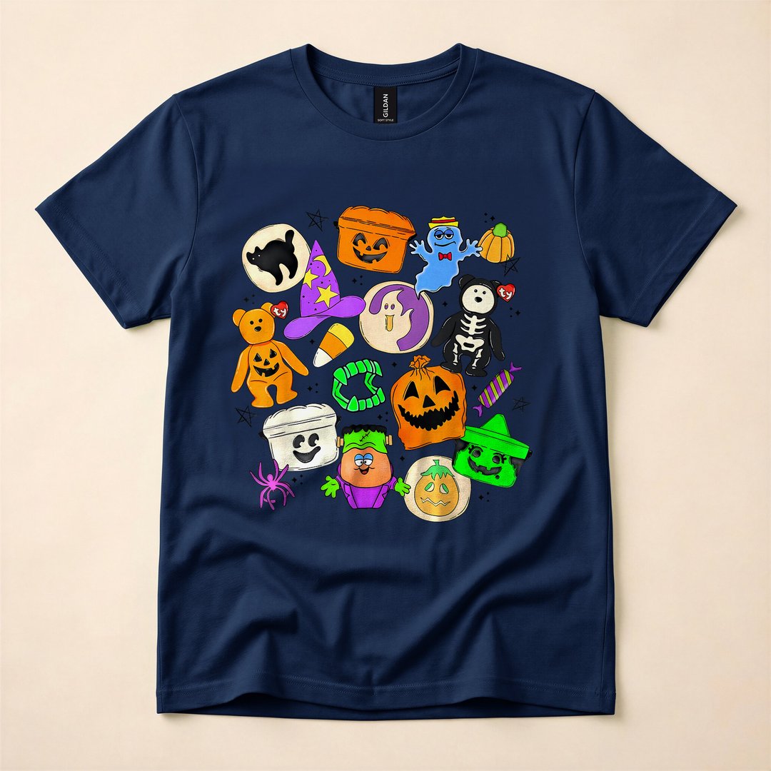 Cute Boo Ghost 90s Doodle Collage Halloween T-Shirt - photo 2