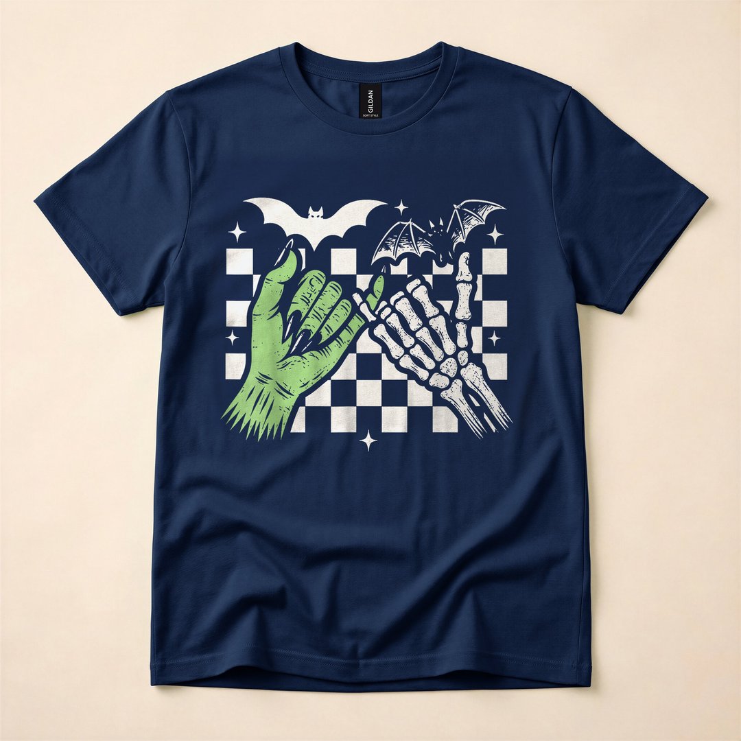 Pinky Promise Skeleton and Bat Spooky Season T-Shirt - photo 2
