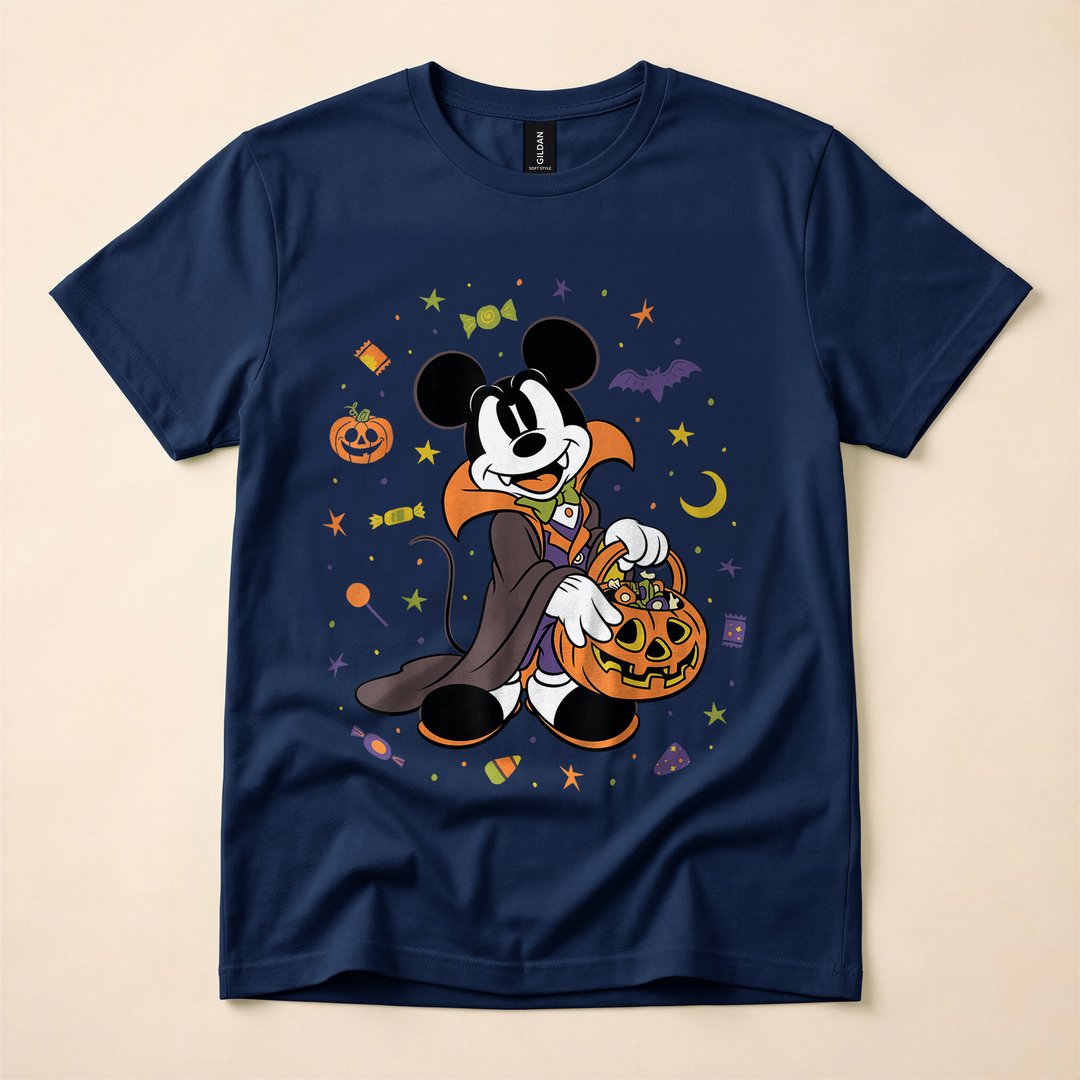 Mickey Mouse Vampire Trick-or-Treat Halloween Icons T-Shirt - photo 2