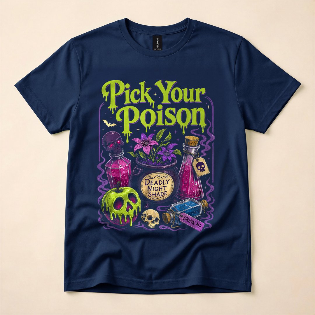 Pick Your Poison Vintage Wizard Halloween T-Shirt - photo 2