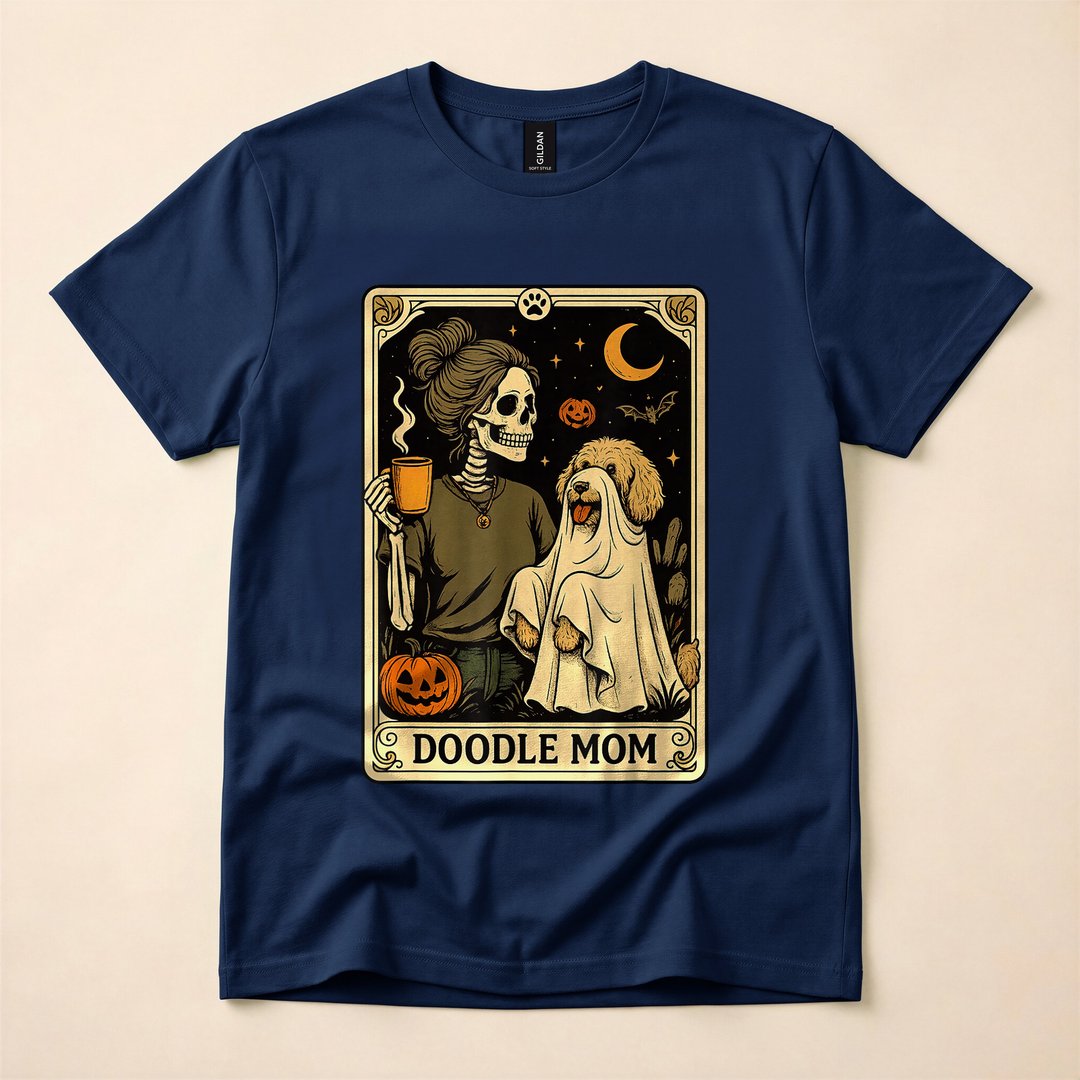 Ghost Goldendoodle Tarot Card Dog Mom Halloween T-Shirt - photo 2