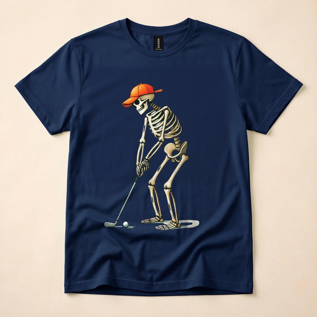 Funny Skeleton Golfer Halloween Golf T-Shirt - photo 2