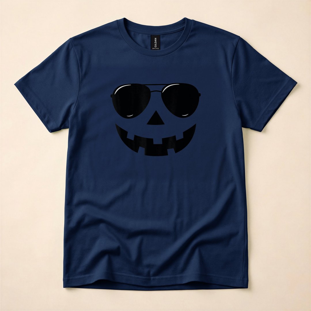 Grinning Jack-O'-Lantern Pumpkin Face Halloween T-Shirt - photo 2