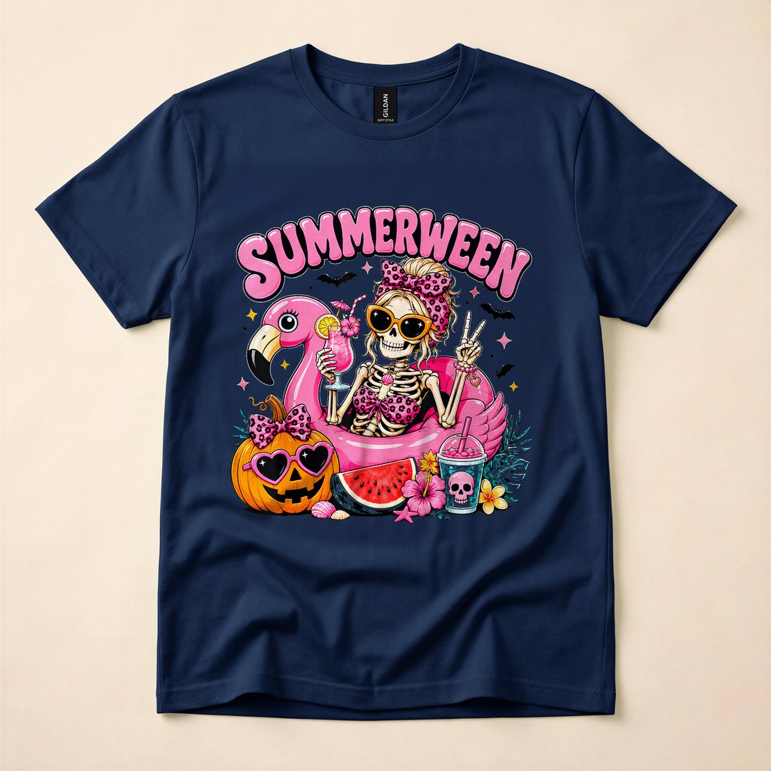 Coquette Skeleton Girl Leopard Bow Summerween T-Shirt - photo 2