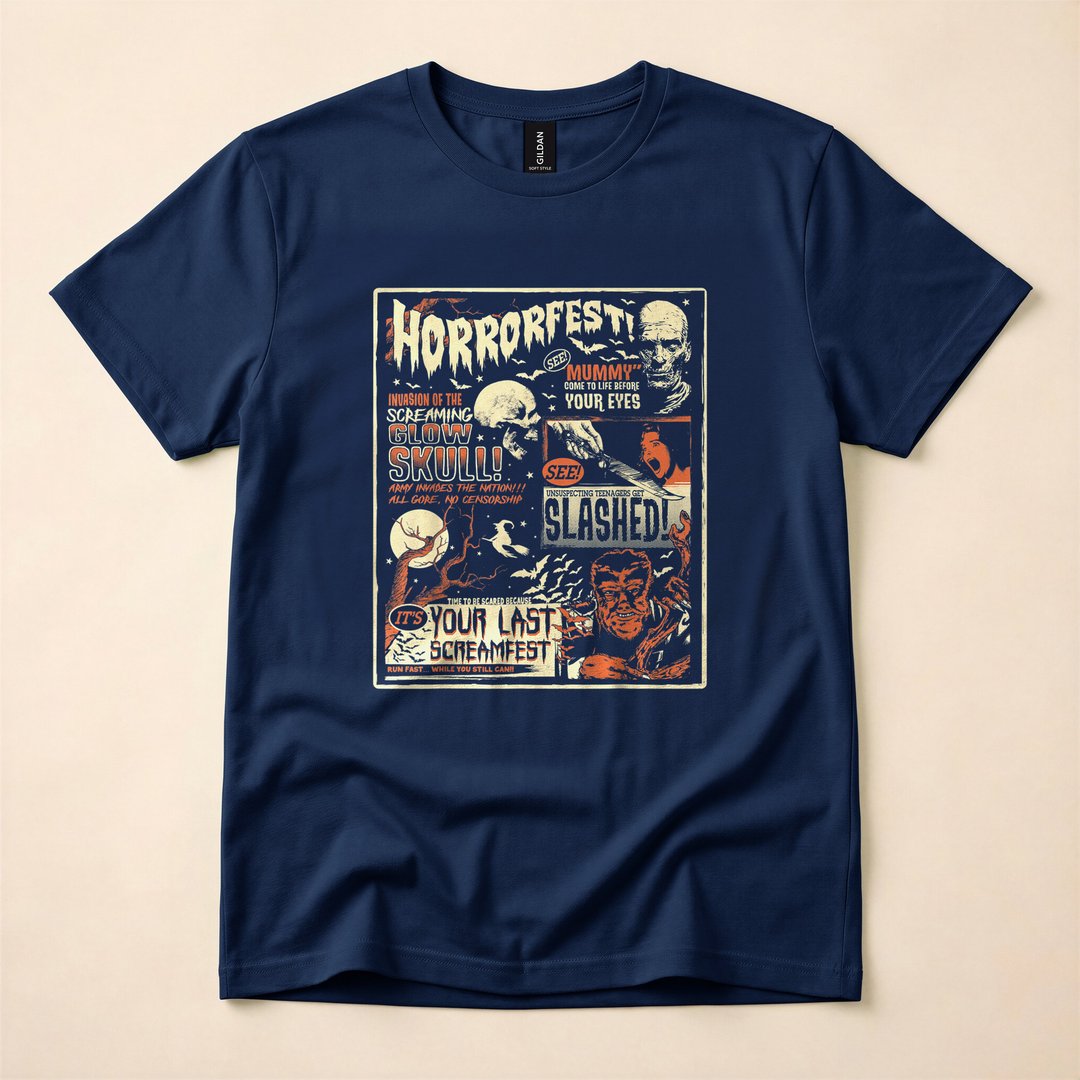 Vintage Horrorfest Terror Movie Poster Halloween T-Shirt - photo 2