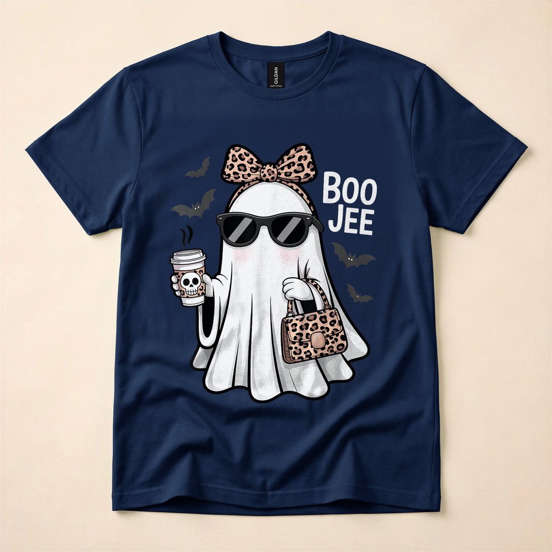 Boujee Coquette Ghost with Leopard Coffee Halloween T-Shirt - photo 2