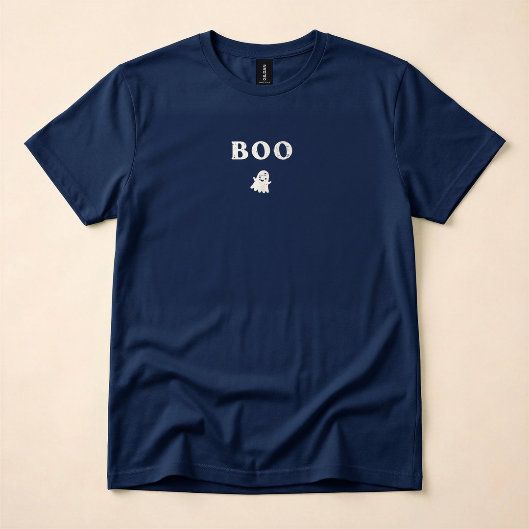 Minimalist Boo Ghost Lazy Halloween Costume T-Shirt - photo 2