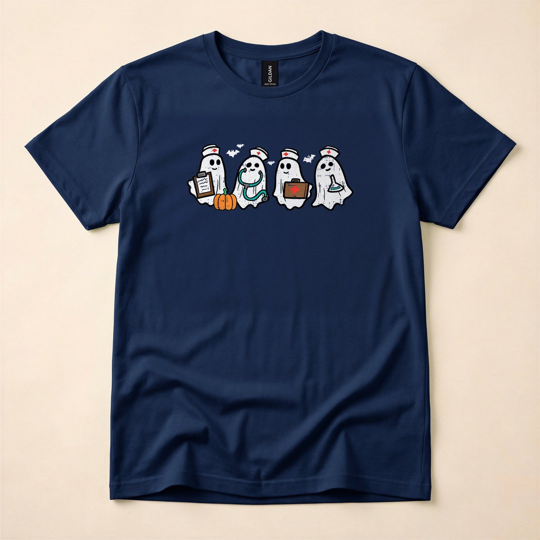 Ghost Nurses Halloween Crew Funny Costume T-Shirt - photo 2