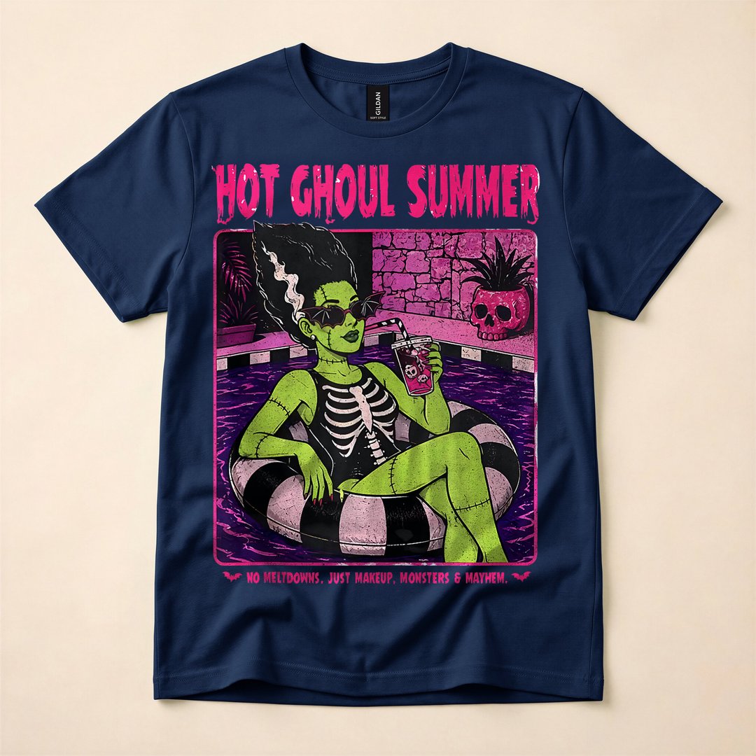 Retro Bride of Frankenstein Hot Ghoul Summer T-Shirt - photo 2