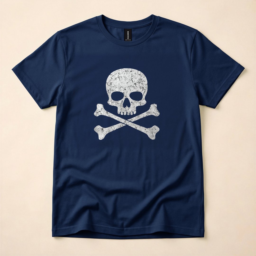 Skull and Crossbones Jolly Roger Skeleton Halloween T-Shirt - photo 2