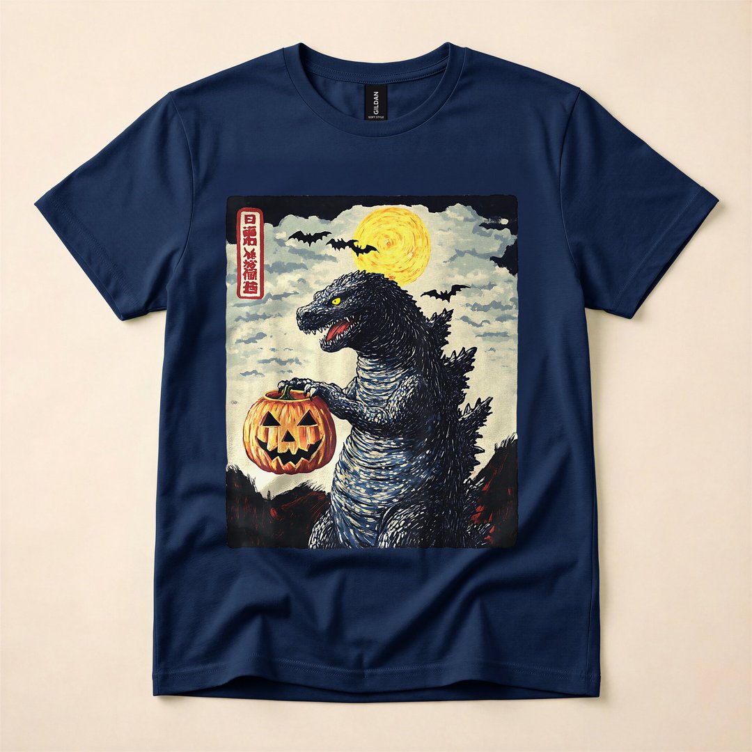Vintage Japanese Monster Trick or Treat Pumpkin T-Shirt - photo 2