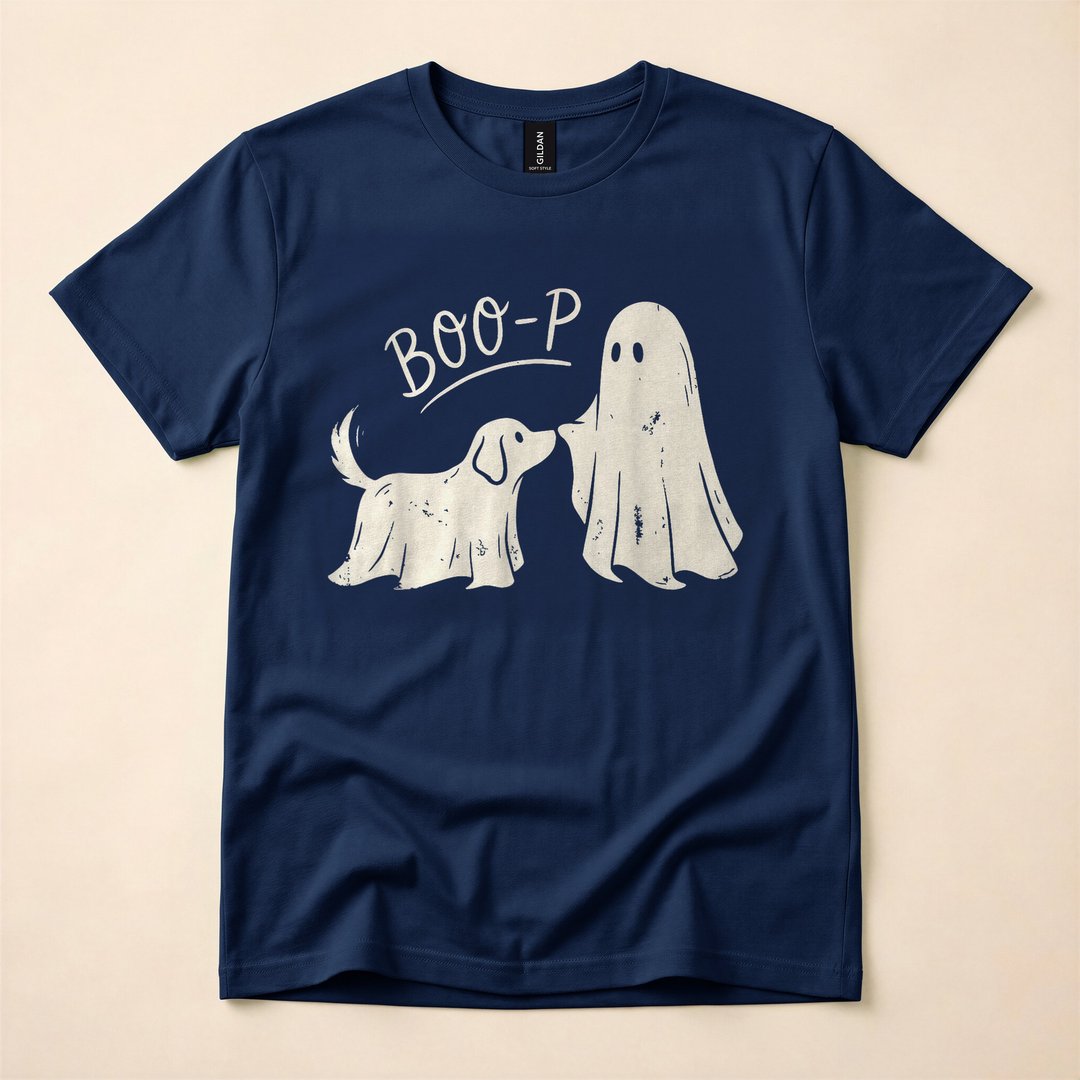 Boo-P Ghost Booping a Dog Nose Cute Halloween T-Shirt - photo 2