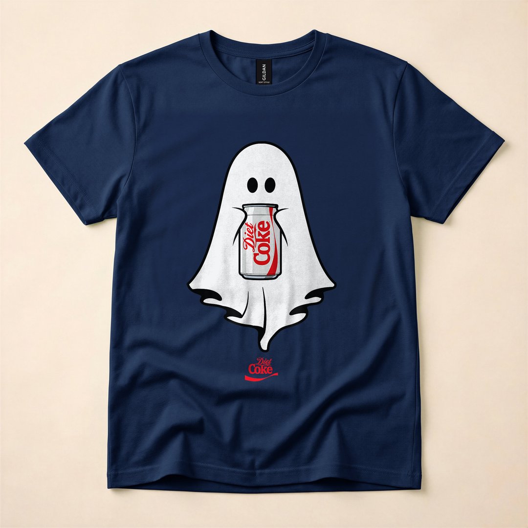 Diet Coke Ghost Holding a Can Halloween T-Shirt - photo 2