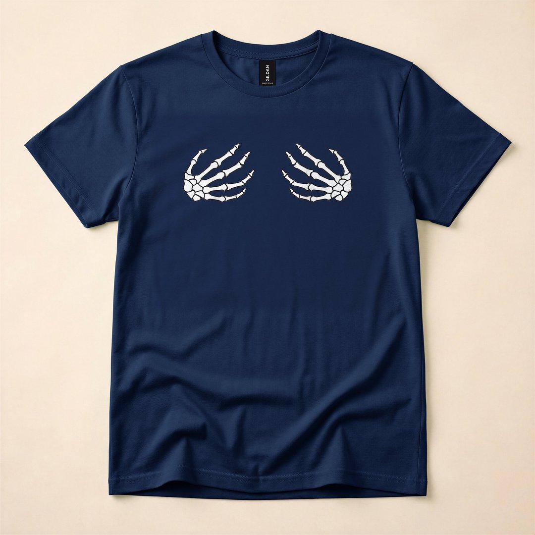 Skeleton Hands Cheeky Funny Halloween Costume T-Shirt - photo 2