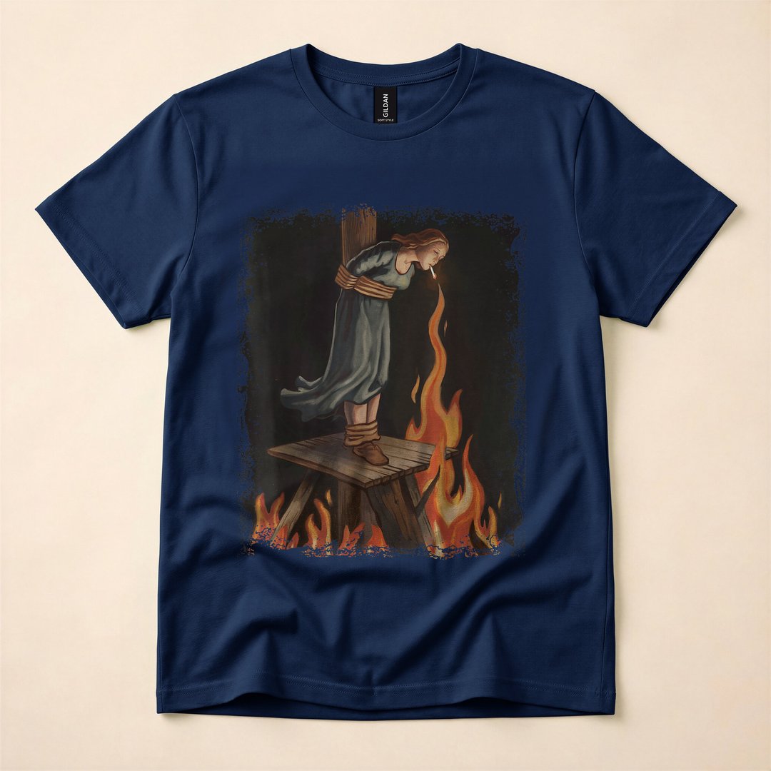 Occult Witch Lighting a Cigarette with Flames Halloween T-Shirt - photo 2