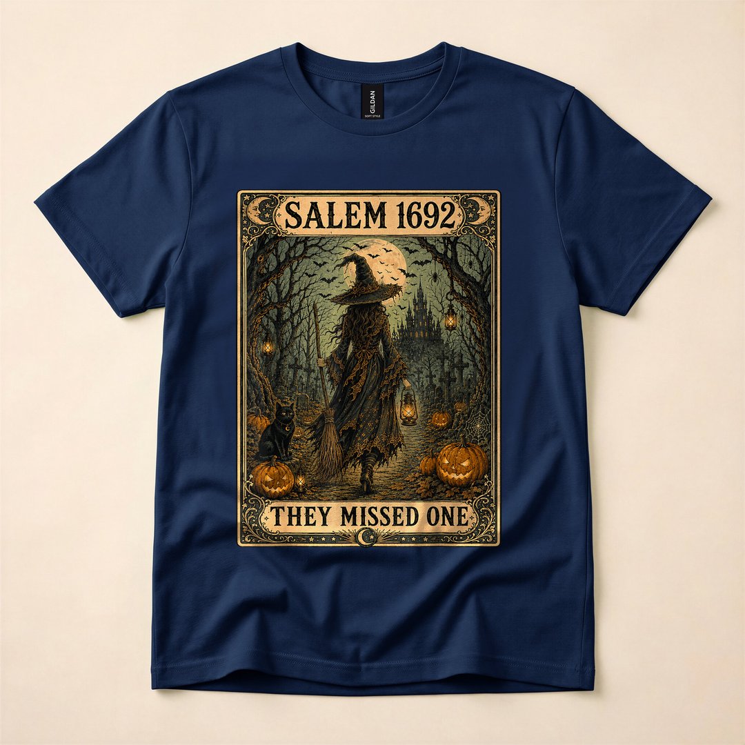 Salem 1692 They Missed One Tarot Card Witch Halloween T-Shirt - photo 2