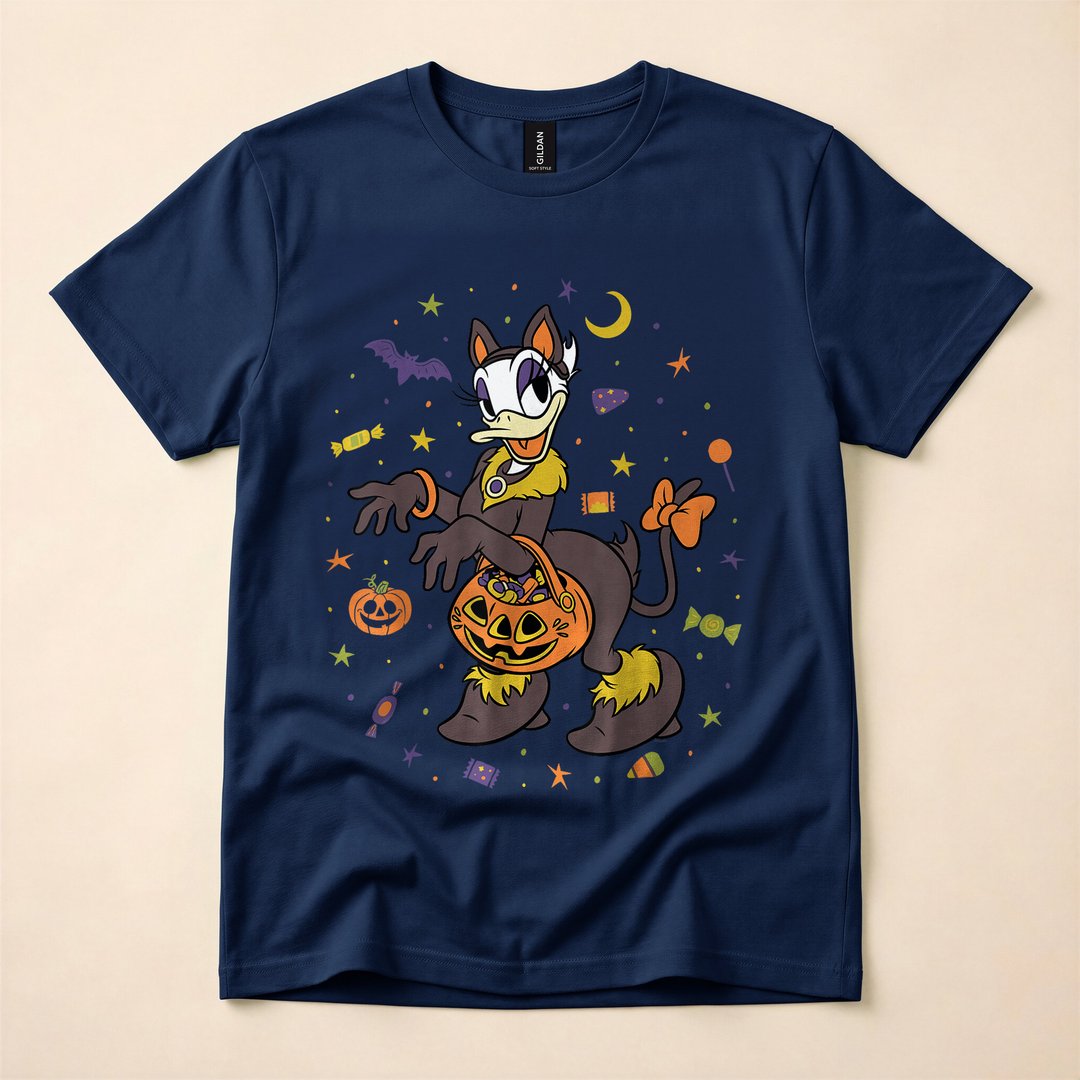 Disney Daisy Duck Black Cat Trick-or-Treat Halloween T-Shirt - photo 2