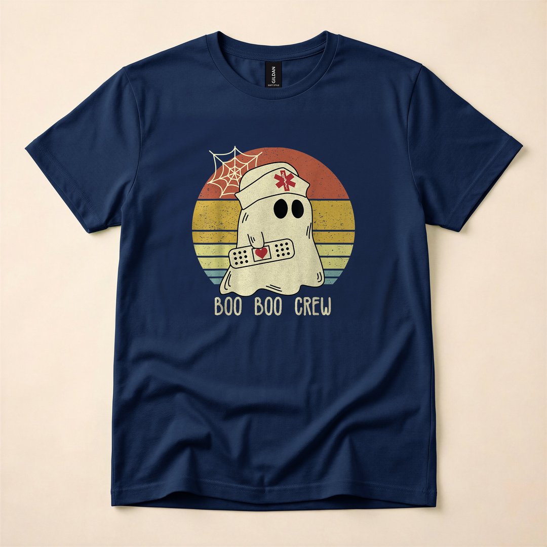 Boo Boo Crew Funny Ghost Nurse Halloween T-Shirt - photo 2