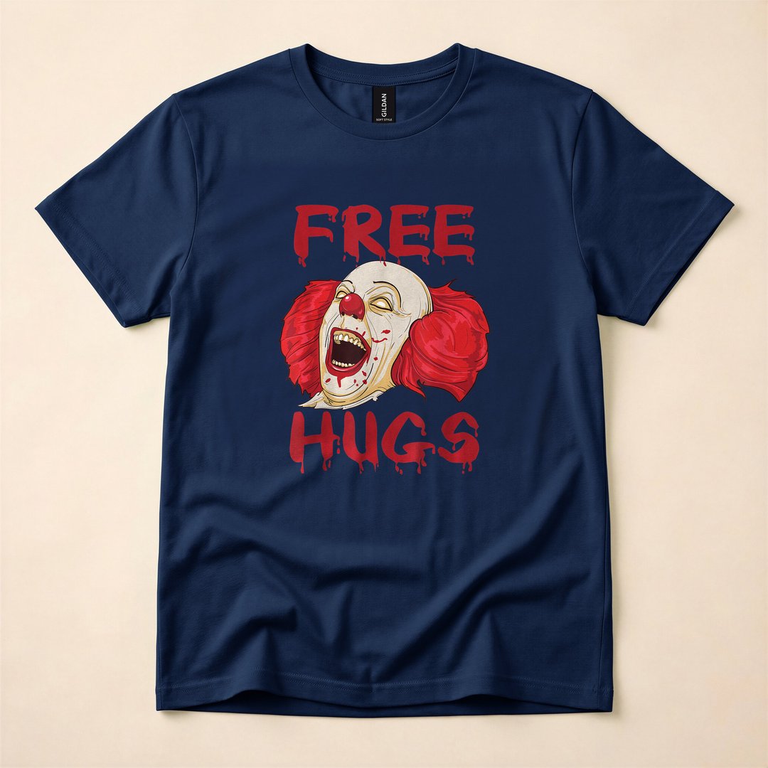 Free Hugs Scary Killer Clown Halloween Horror T-Shirt - photo 2
