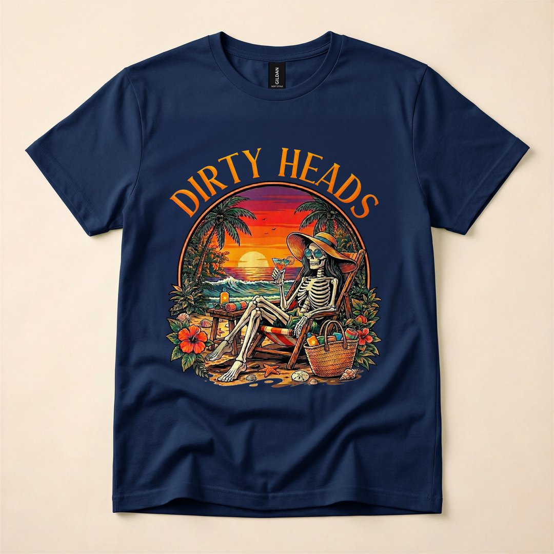 Funny Beach Skeleton Summer Vacation Vibes T-Shirt - photo 2
