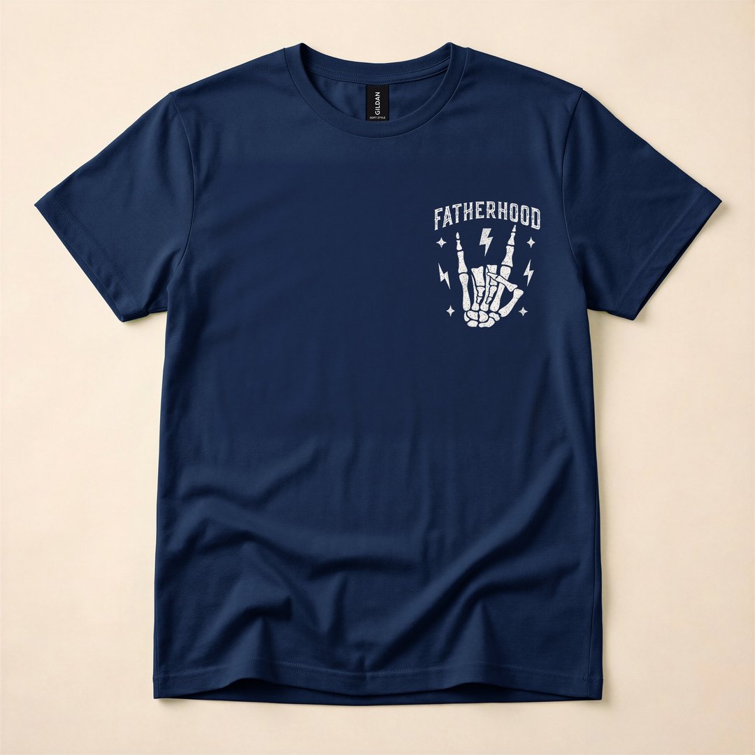 Rocking Skeleton Dad Fatherhood Funny Halloween T-Shirt - photo 2