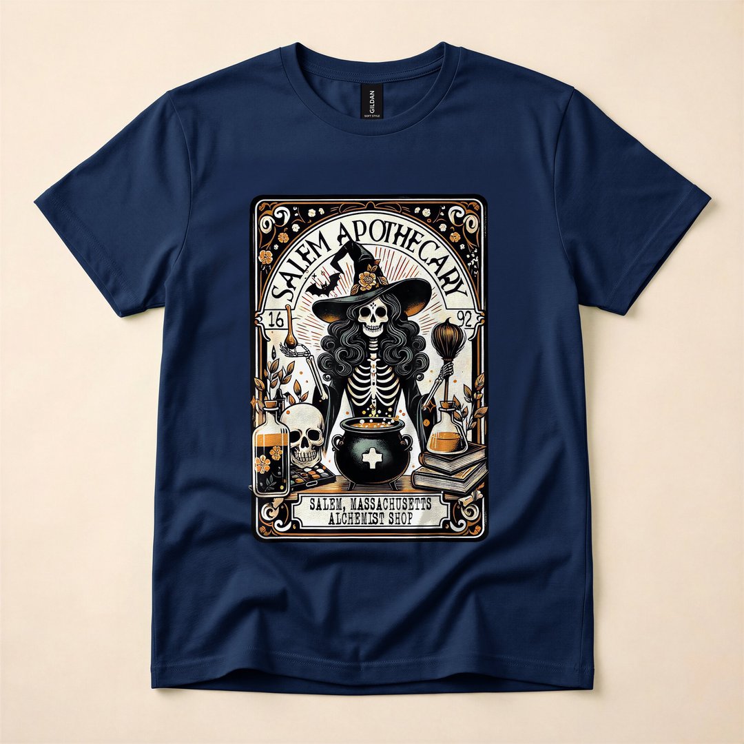 Vintage Salem Apothecary Witch Halloween T-Shirt - photo 2