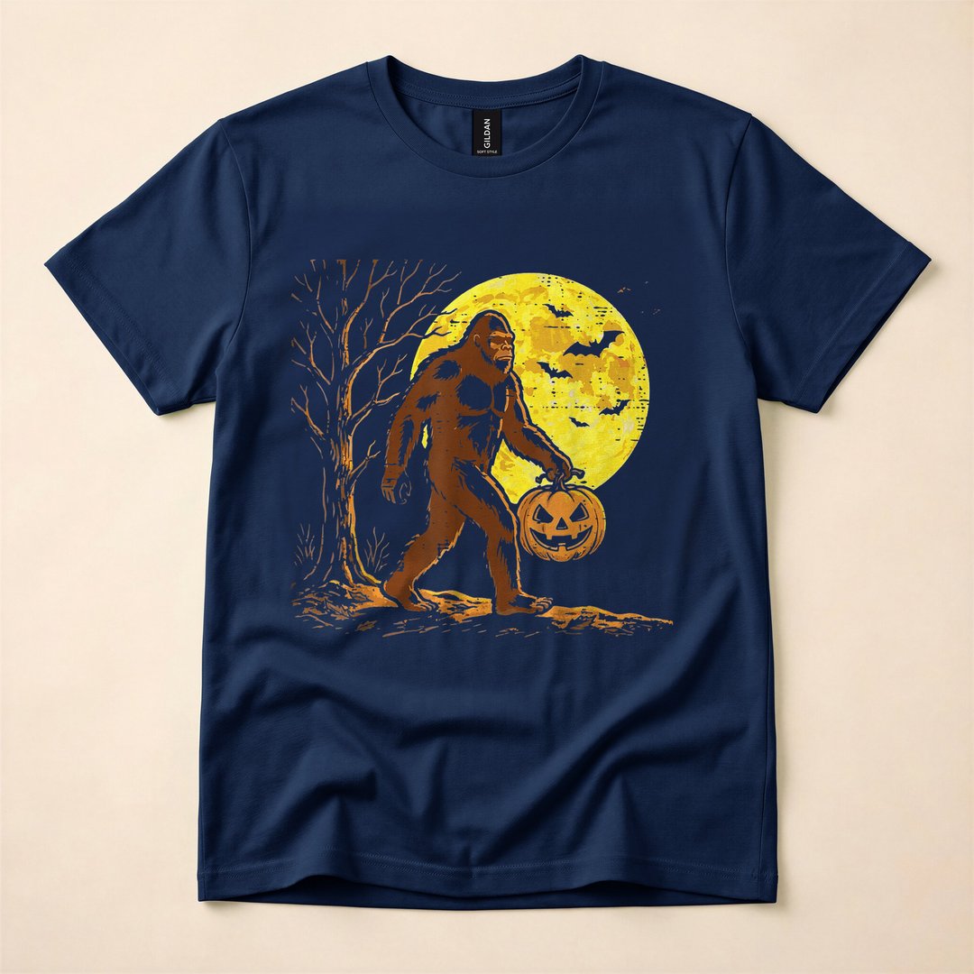 Bigfoot Pumpkin Moon Sasquatch Halloween Costume T-Shirt - photo 2