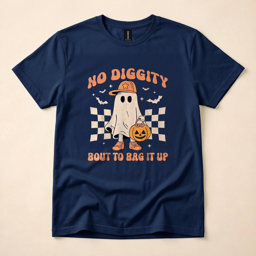 Boo Ghost No Diggity Funny Kids Halloween T-Shirt - photo 2