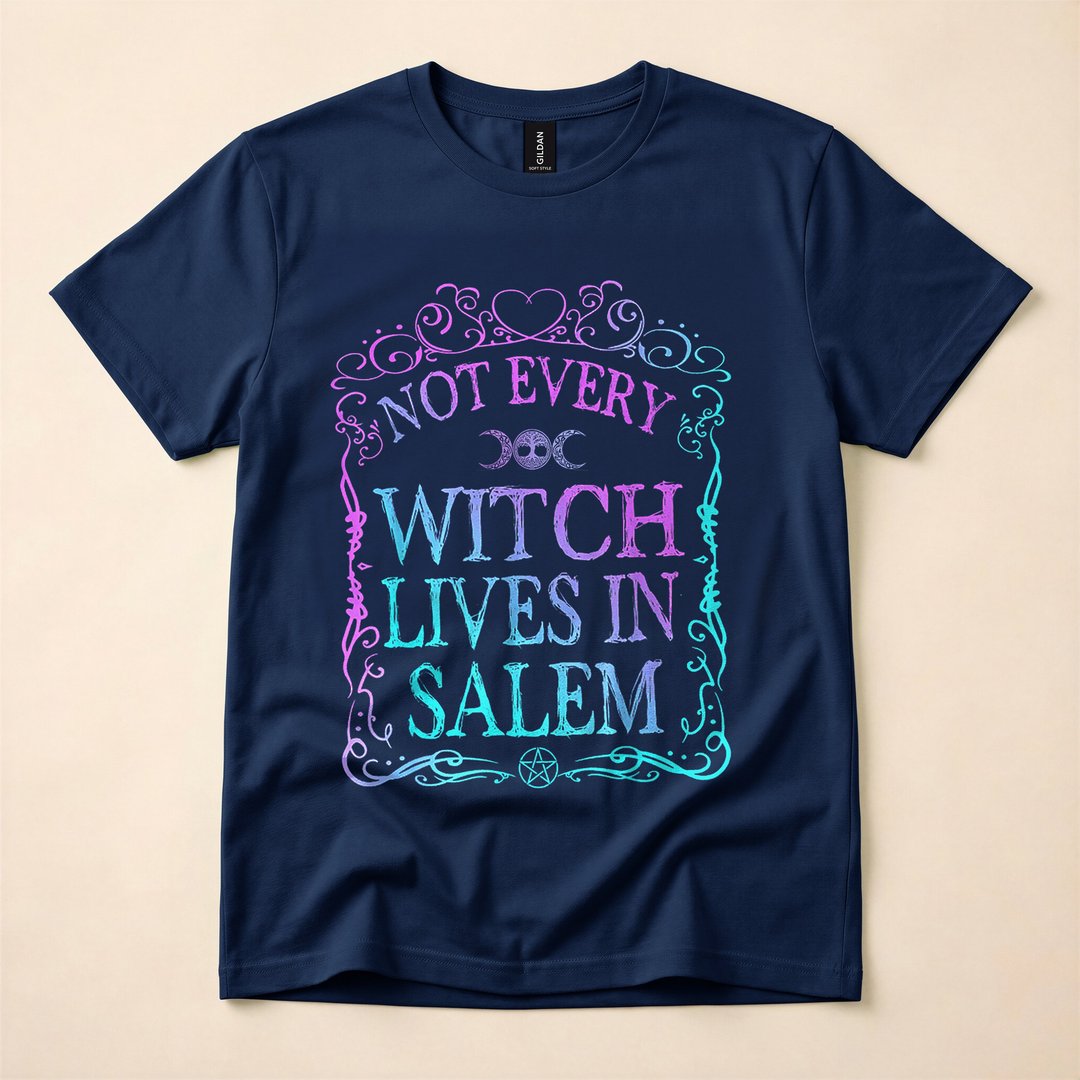 Not Every Witch Lives in Salem T-Shirt, Spooky Season Witchy Halloween Graphic Tee - photo 2