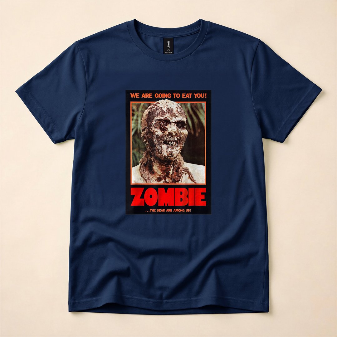 Zombie Attack Funny B-Movie Horror Poster T-Shirt - photo 2
