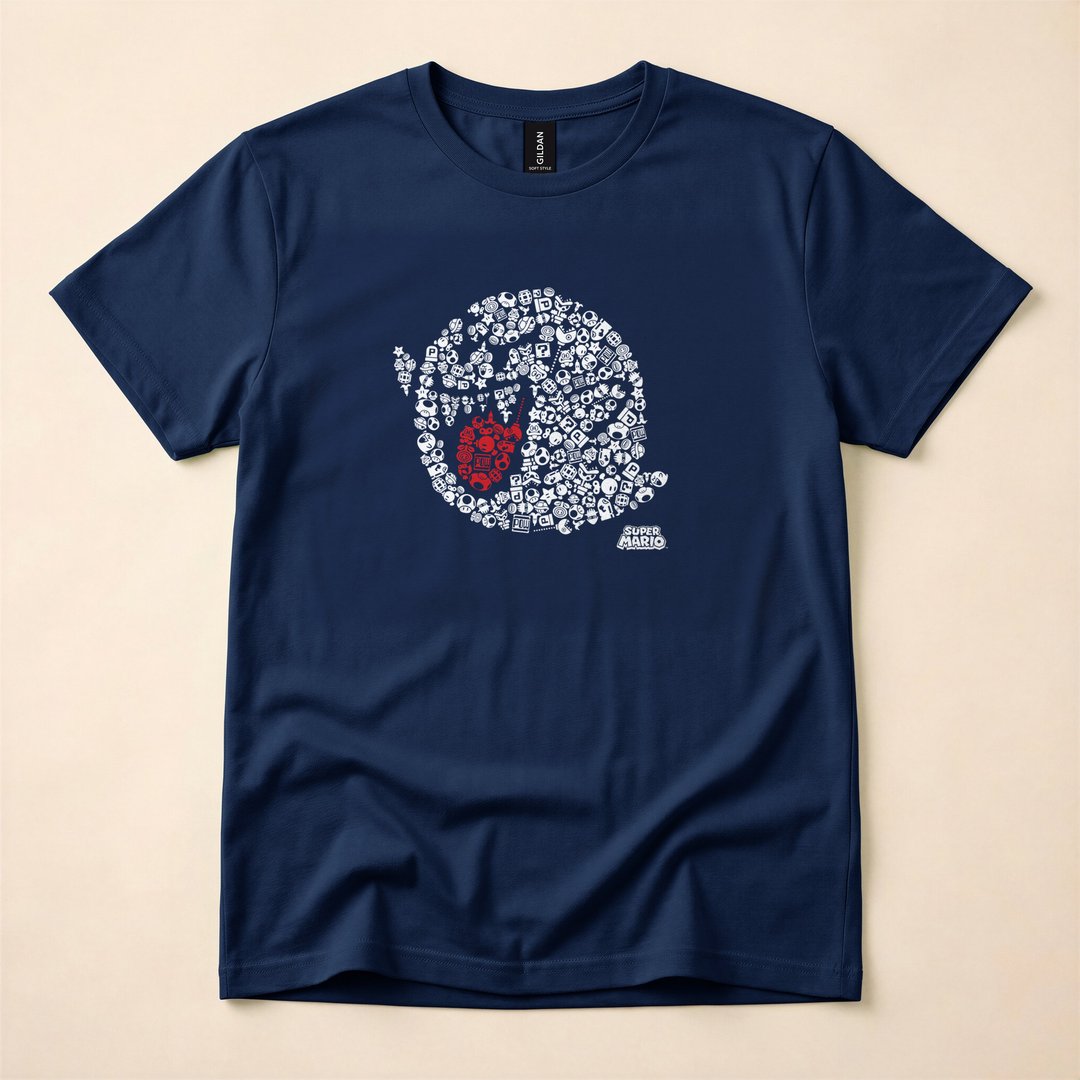 Super Mario Boo Ghost Portrait Nintendo T-Shirt - photo 2
