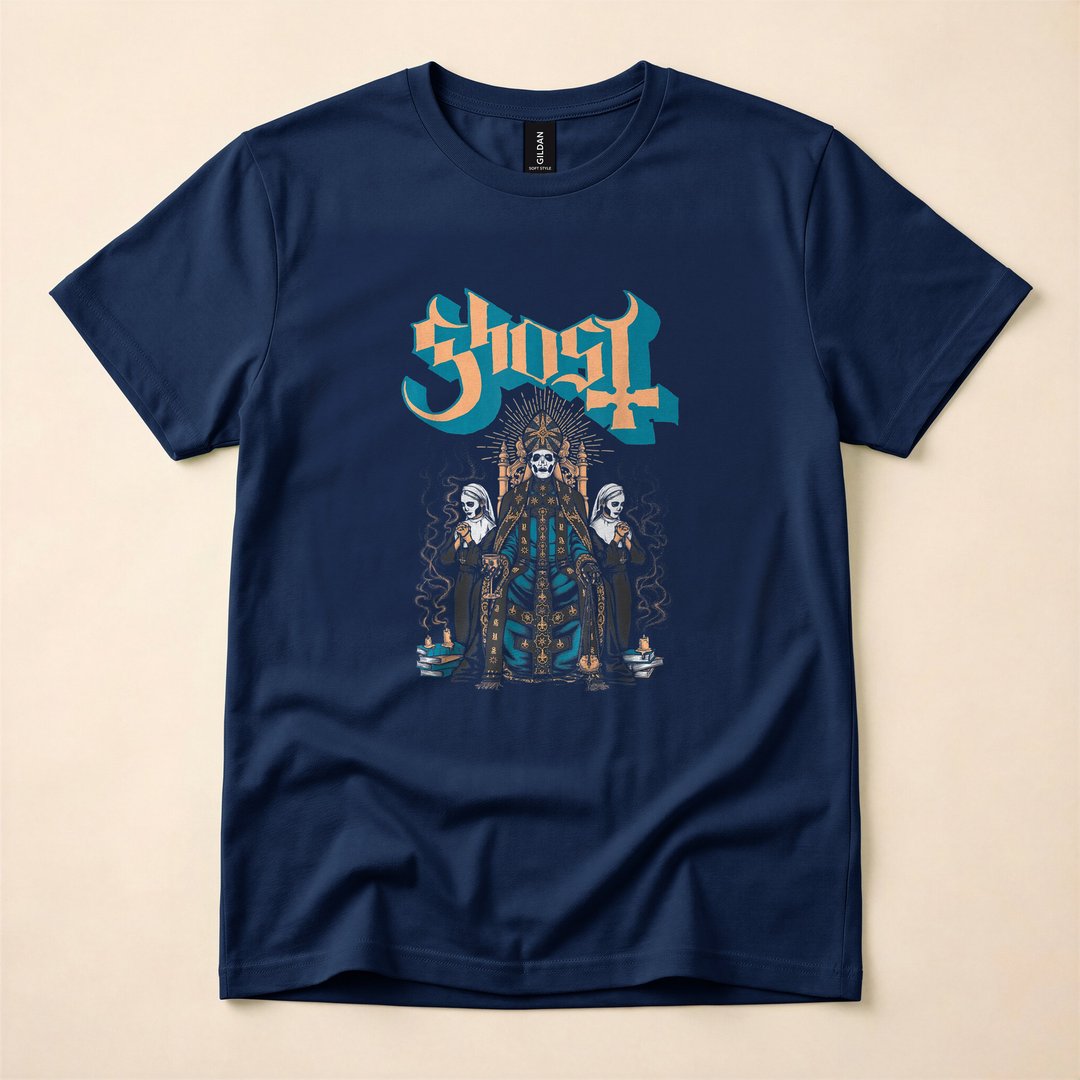 Ghost Throne Front And Back Horror Rock T-Shirt - photo 2