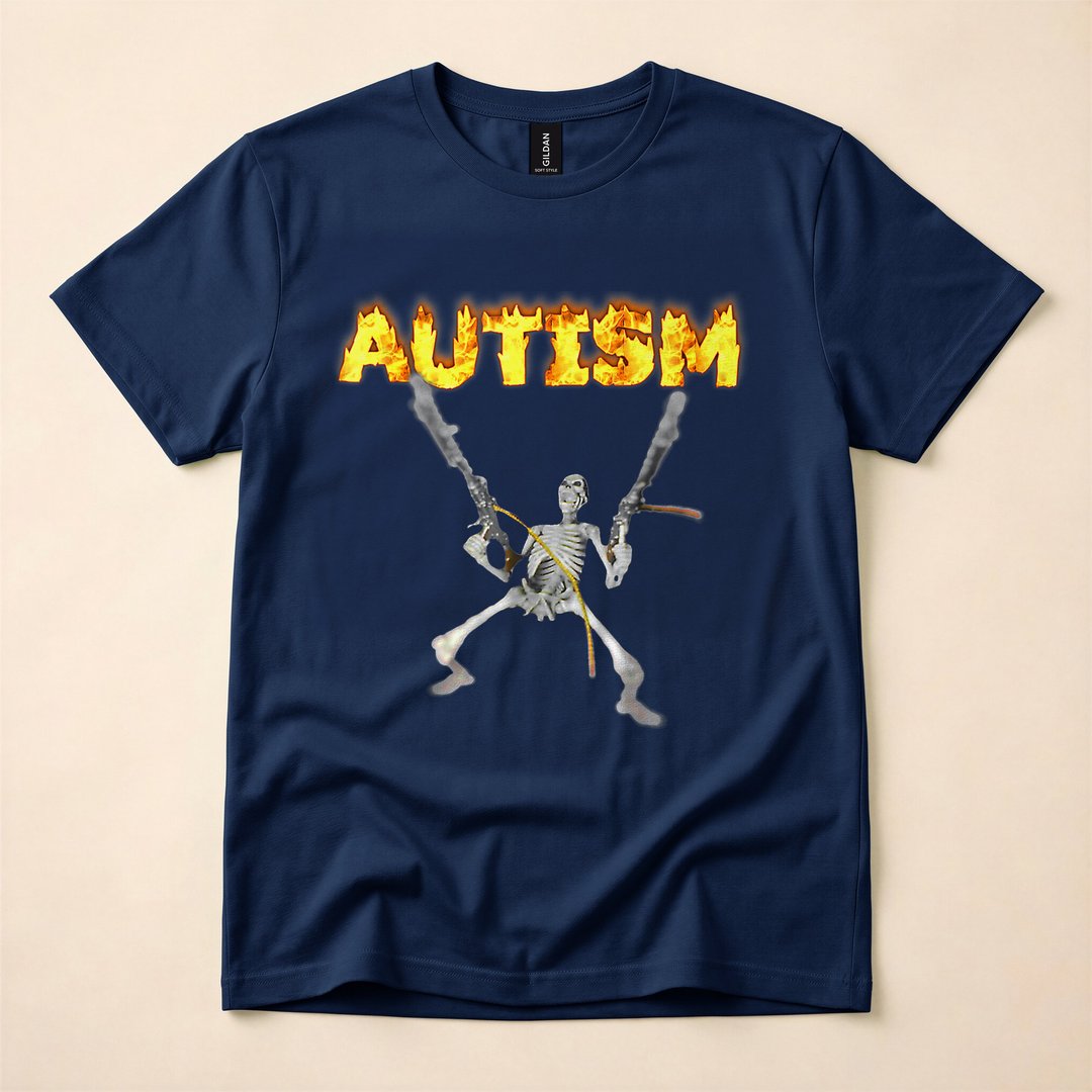 Autism Skeleton Funny Meme Halloween T-Shirt - photo 2