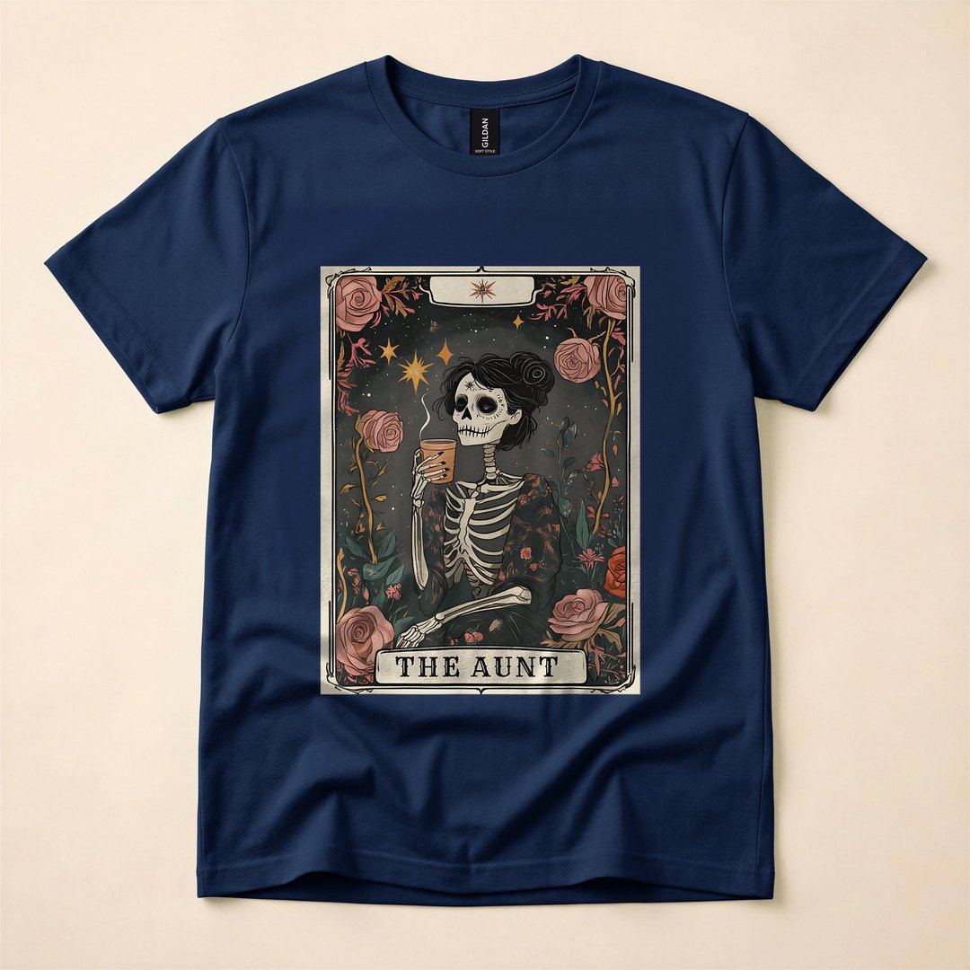 The Aunt Tarot Card Skeleton Coffee Lover T-Shirt - photo 2