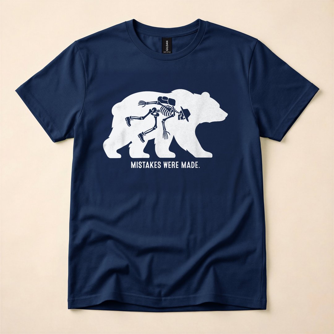 Mistakes Were Made Funny Skeleton Hiking T-Shirt - photo 2