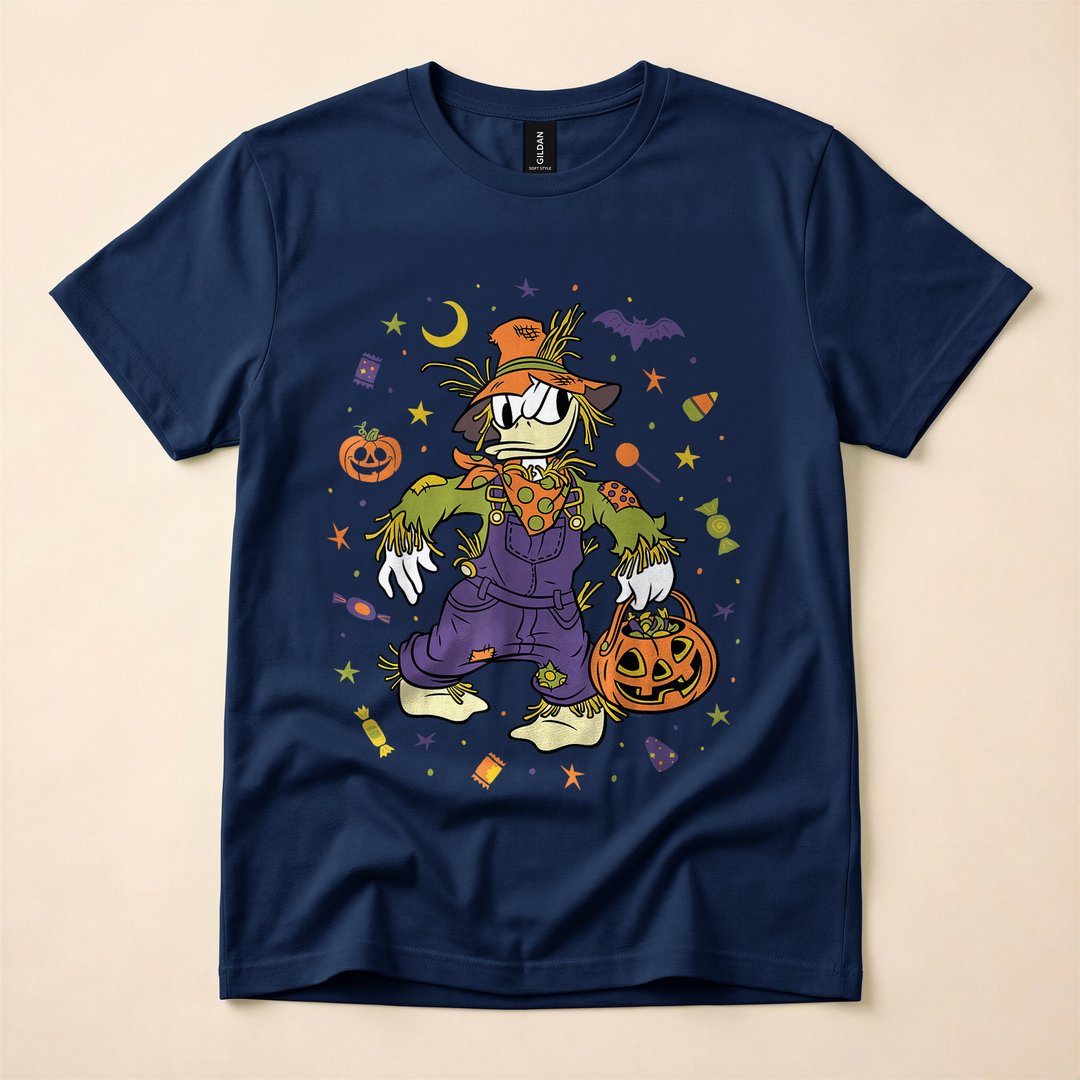 Donald Duck Scarecrow Trick-or-Treat Halloween Icons T-Shirt - photo 2