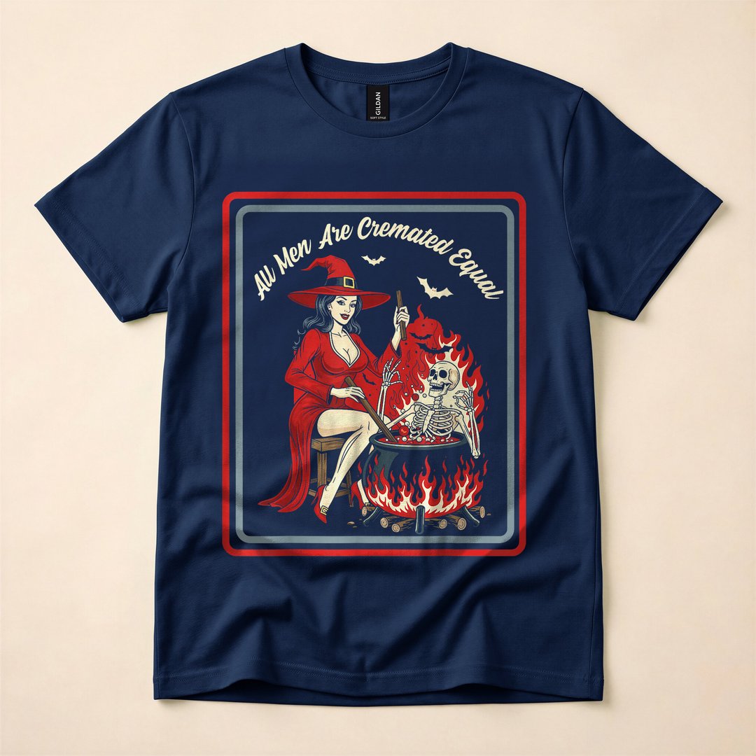 All Men Are Cremated Equal Vintage Horror Witch T-Shirt - photo 2