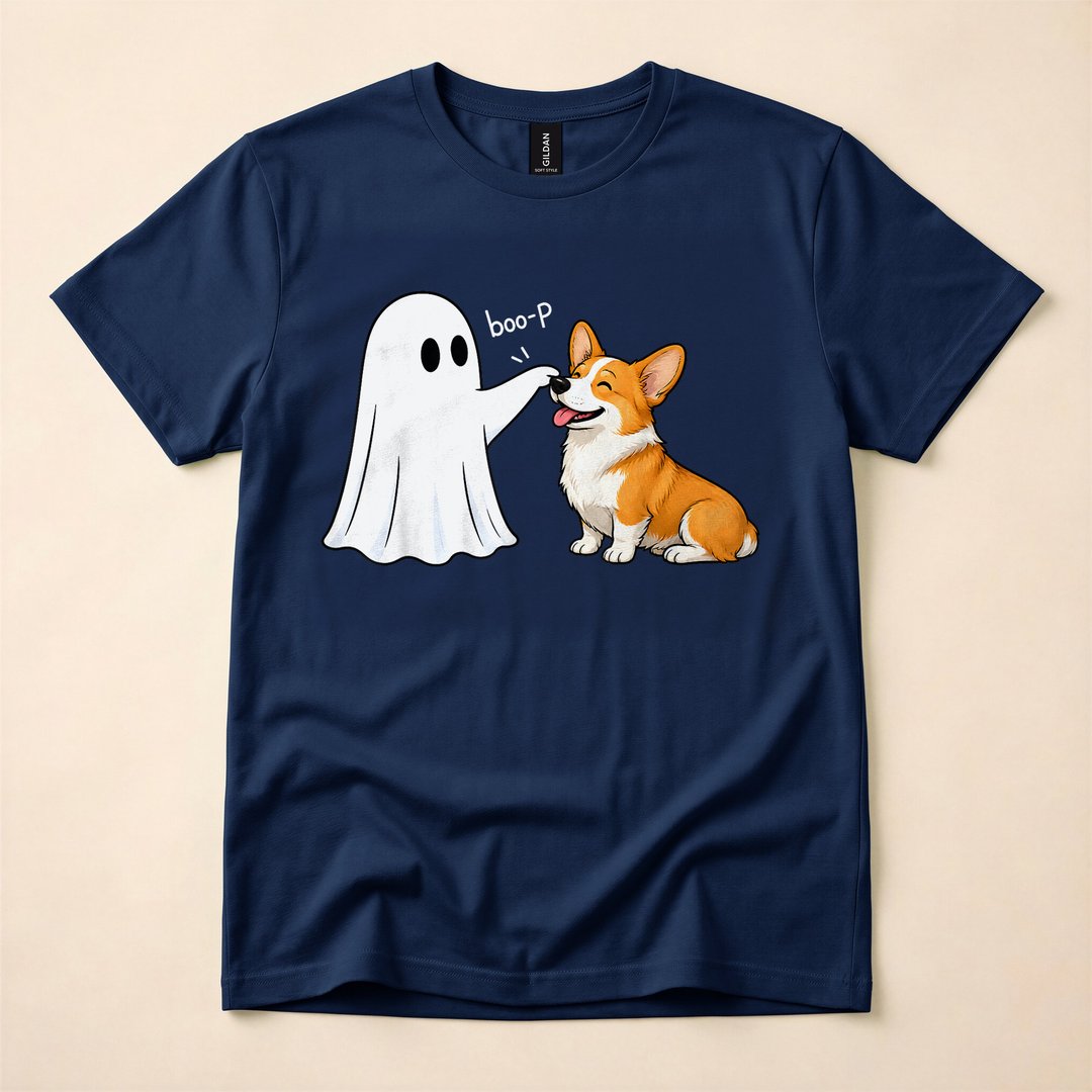 Corgi Boo-p Ghost Funny Dog Lover Halloween T-Shirt - photo 2