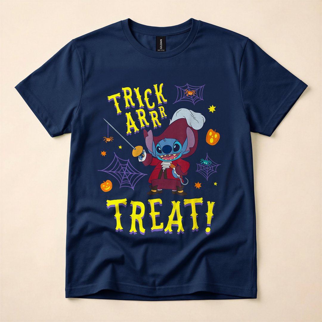 Stitch Captain Hook Trick ARR Treat Halloween T-Shirt - photo 2