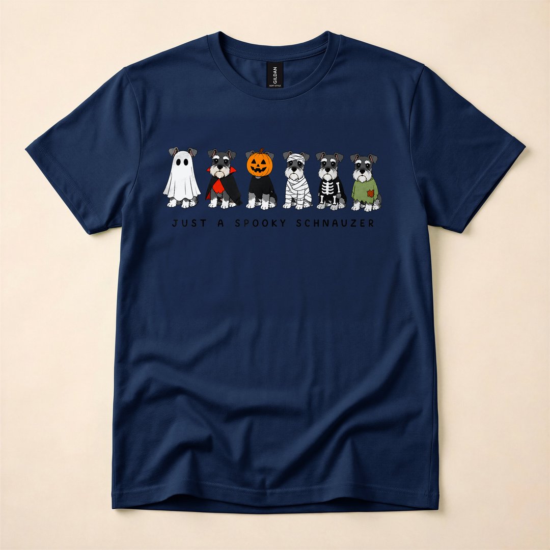 Just A Spooky Schnauzer Funny Ghost Halloween Dog T-Shirt - photo 2
