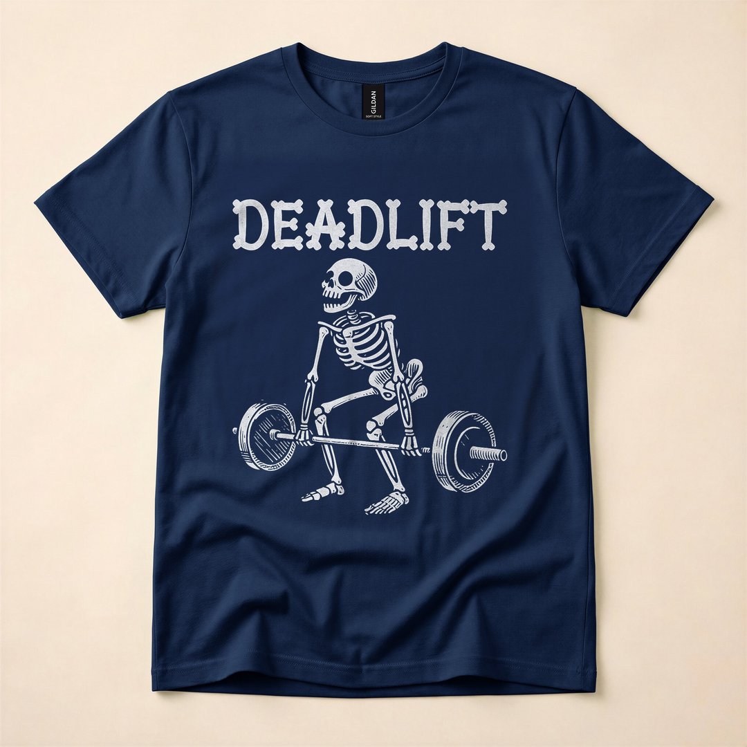 Deadlift Skeleton Funny Halloween Weightlifting T-Shirt - photo 2