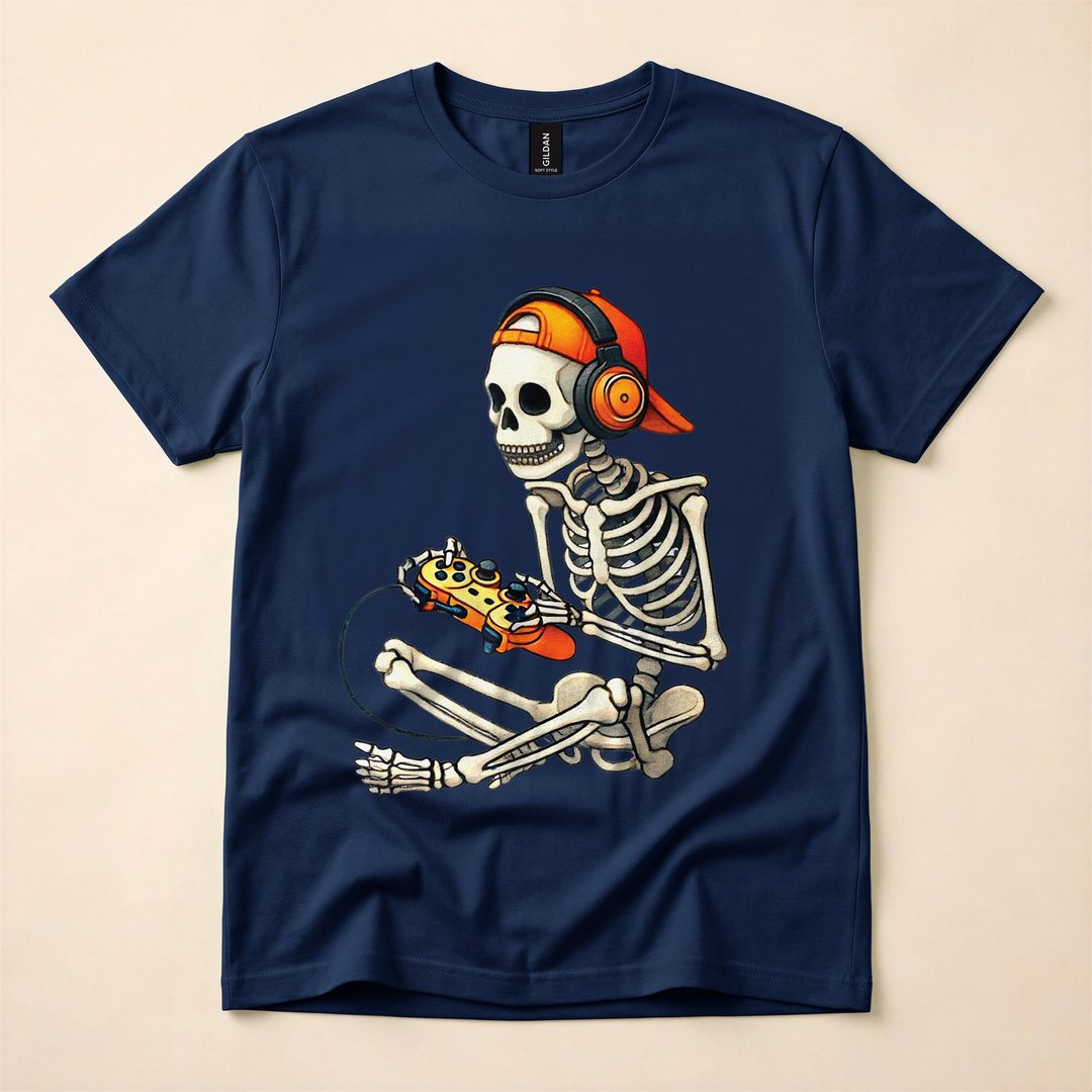 Skeleton Gamer Video Game Controller Halloween T-Shirt - photo 2