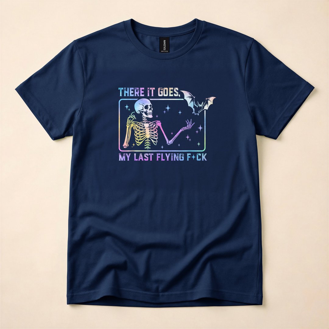 There Goes My Last One Funny Skeleton Tie-Dye Halloween T-Shirt - photo 2